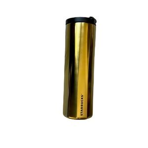 Starbucks stainless steel gold tone metal Tumbler traveler Excellent cond.